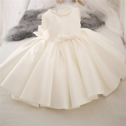 AERBA DRESS Wedding Flower Girl Dress Short Style Bow Princess Costume for The First Communion Birthday Dance Party Baptism Dress