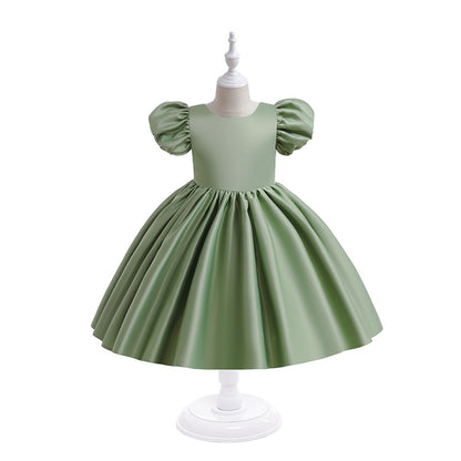 AERBA DRESS Wedding Flower Girl Dress Summer Bow Party Bridesmaid Baby Girls Dresses Kids Clothe Green Baptism Princess 1st Birthday Dress for Girls Gown