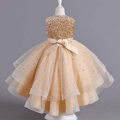 AERBA DRESS Wedding Flower Girl Dress Baby Girls Christmas New Year Dresses Flower Girl Dress Sequins Kids Birthday Dresses