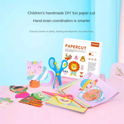 Aerba Children's Toys 100pcs Kids Cartoon Colorful Paper Cutting Toy Children DIY Handmade Origami Art Craft Set Baby Puzzle Learning Educational Toys