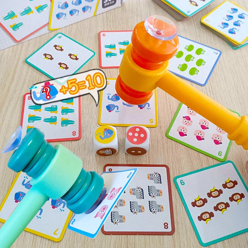 AERBA HOT SALE Kids Montessori Fun Mathematics Educational Toy Suction Cup Hammer Battle Table Game with Card Logic Thinking Training Math Toys
