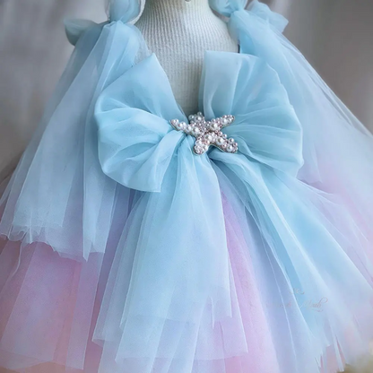 AERBA DRESS Wedding Flower Girl Dress Beaded Pearls Ocean Princess Kids Birthday Party Baby First Communion Ball Gowns