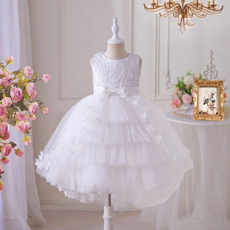 Wedding Flower Girl Dress Butterfly Thousand-Layer Girls Bridesmaid Dresses Sleeveless Evening Dresses Children Princess Dress
