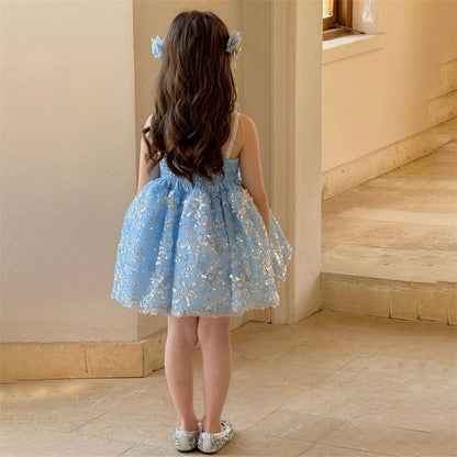 AERBA DRESS Wedding Flower Girl Dress Sparkle Princess Kids Baby Sequin Lace Tail Girl Dresses First Communion Dresses Birthday Christmas Gift Party Dresses