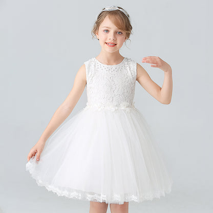 AERBA DRESS Wedding Flower Girl Dress Children's Performance Girls' Tank Top Dance Sleeveless Lace Princess Dress