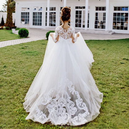 AERBA DRESS Wedding Flower Girl Dress Little Girl Toddlers Wedding Dresses Vintage Lace Child Princess Communion Pageant Gowns