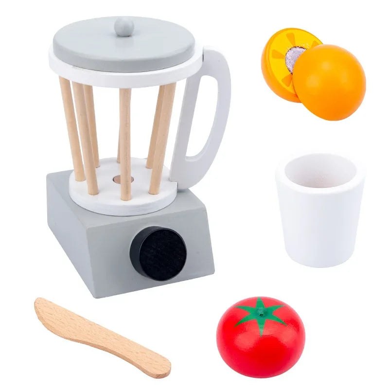 Aerba Children's Toys DIY Wooden Toy Pretend Play Simulation Kitchen Coffee Machine Cooking Food Model Set Educational For Kids Girls