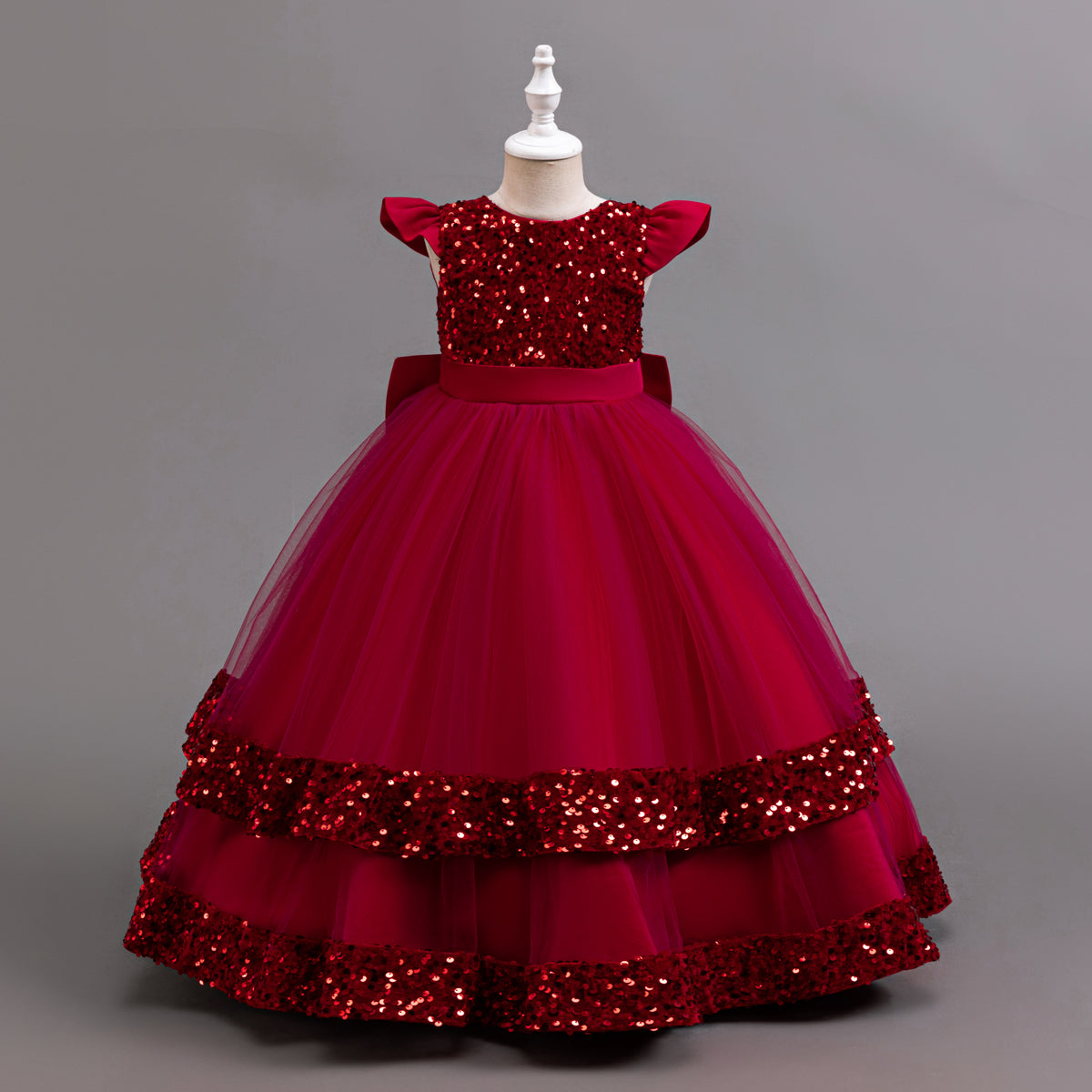 AERBA DRESS Wedding Flower Girl Dress New Elegant Girl Sequined Princess Dress Girl Graduation Party Prom Evening Dress