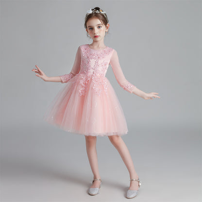 Wedding Flower Girl Dress Lace Tulle Dress Wedding Girl Ceremony Party Birthday Gown Princess Dress