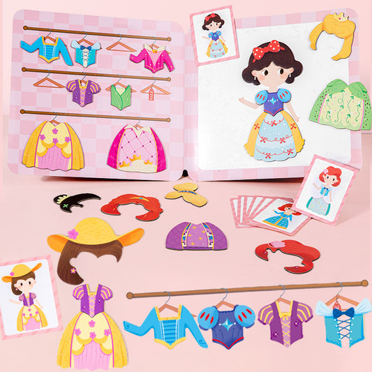 Aerba Magnetic Puzzle Books Montessori Magnetic Dress-up Playset Clothes Make Face Animals Puzzle Games Early Educational Toys for kid
