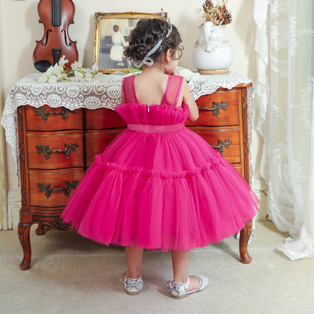 Wedding Flower Girl Dress Girls Party Dresses Kids Wedding Bridesmaid Prom Gown Girls Elegant Dress 1st Birthday Party Baptism Dress Princess Dress