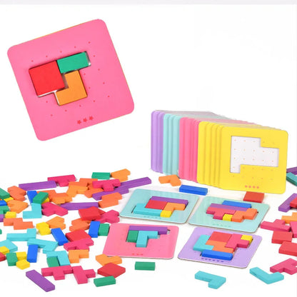 AERBA HOT SALE Montessori Desktop Puzzle Toys Kids Battle Table Game Tangram Math Toys Building Blocks Board Color Shape Training for Kids Gift