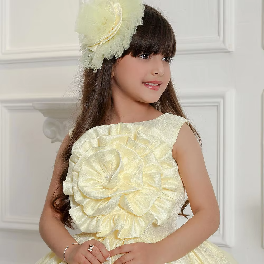 AERBA DRESS Wedding Flower Girl Dress Satin Round Neck Knee Length Kids Birthday Party First Communion Ball Gown