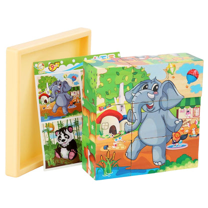 Aerba Children's Toys 3D cube Wooden puzzle children's nine pieces six-sided wooden block tray children's Montessori learning educational puzzle toys