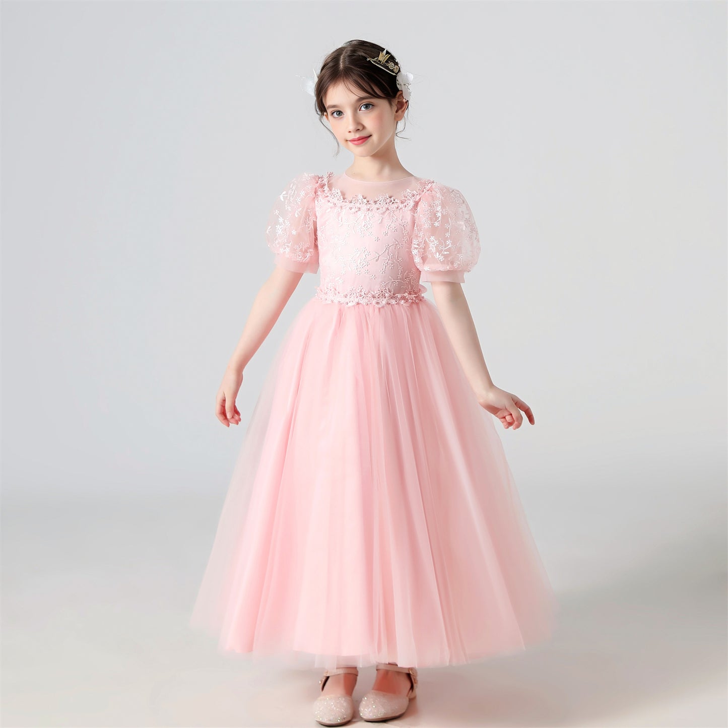 AERBA DRESS Wedding Flower Girl Dress Lace Embroidered Princess Dress Performance Costume Christmas Party Evening Dresses