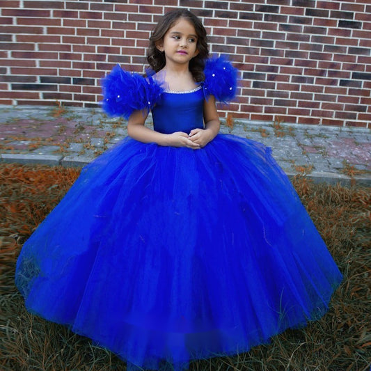 AERBA DRESS Wedding Flower Girl Dress Princess A-Line Tulle Beads Birthday Baby Party Gowns First Comunion Dress