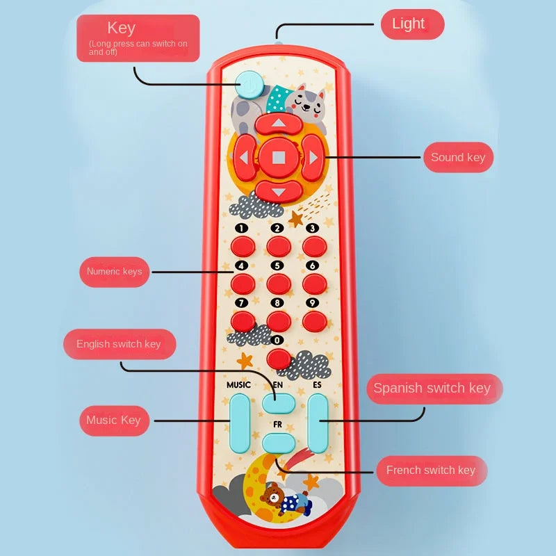 AERBA HOT SALE Baby Music TV Remote Control Montessori Early Educational Toys Multi-functional Numbers English Learning Toys Gift for Newborn