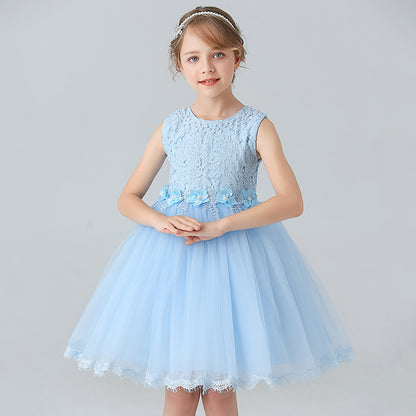 AERBA DRESS Wedding Flower Girl Dress Children's Performance Girls' Tank Top Dance Sleeveless Lace Princess Dress