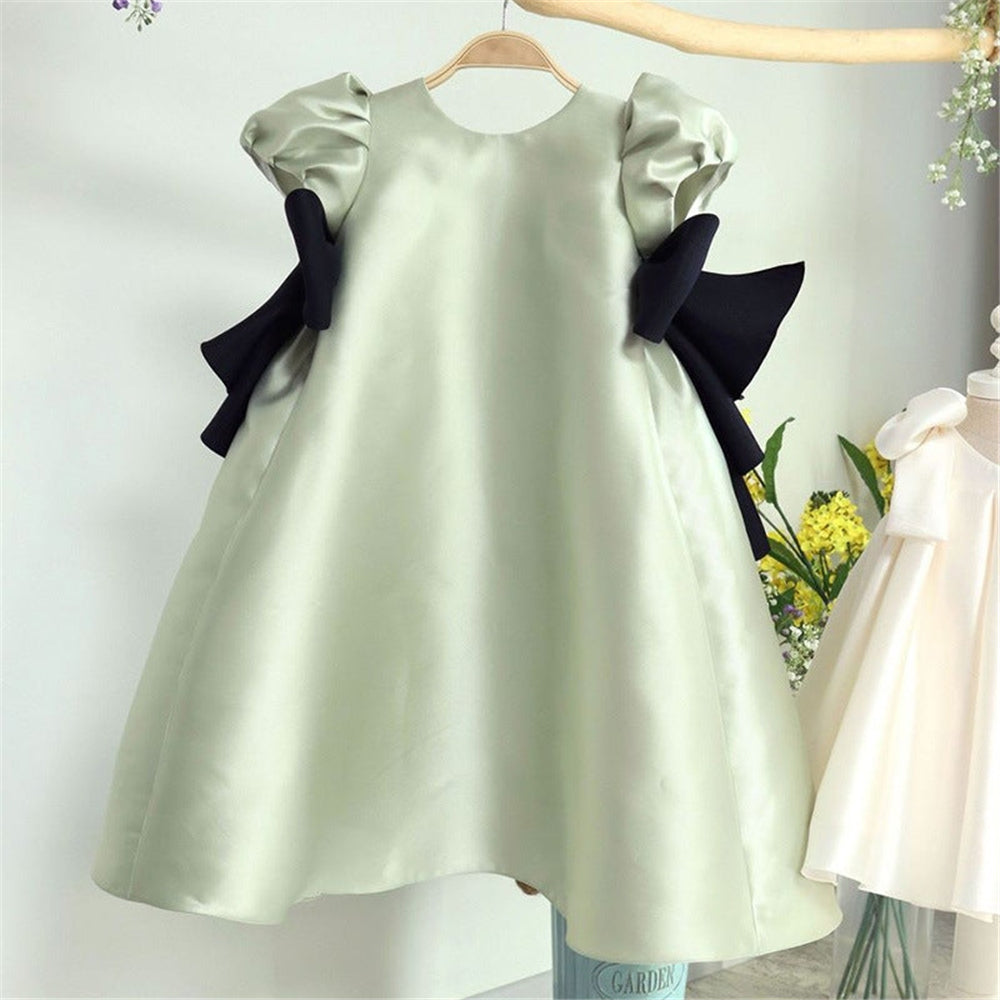 AERBA DRESS Wedding Flower Girl Dress Cute With Bow Little Baby Girl Beauty Pageant Party Dress Toddler Kids Birthday Christening Gowns