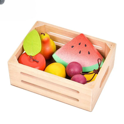 Aerba Children's Toys Wooden Simulation Kitchen Toy Montessori Pretend Play House Series Cut Fruit Desserts Children Cut Vegetables Educational Toys