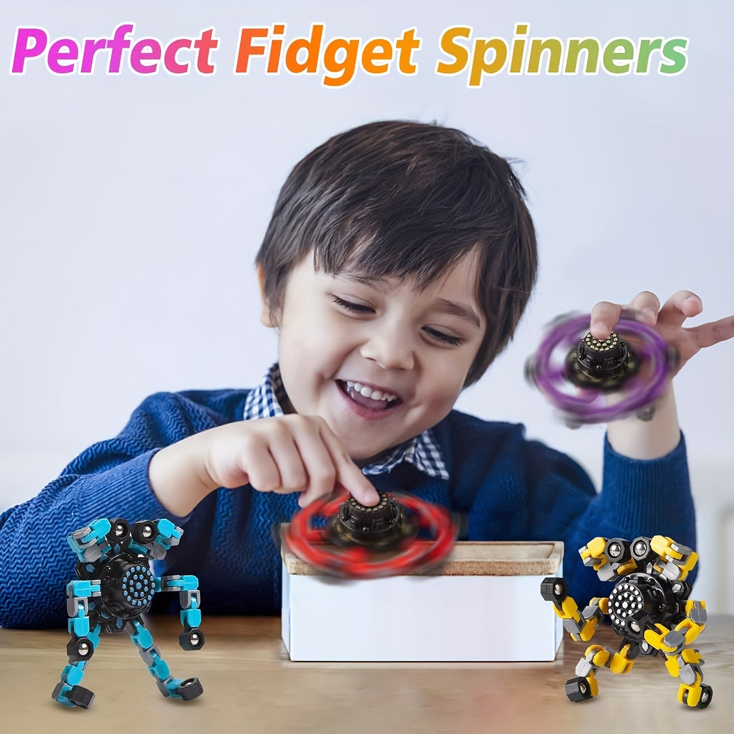 Aerba Children's Toys 4pcs Transformable Spinners for Kids Adults Boys Girls Fingertip Gyros for Kids Easter Basket Stuffers Christmas Gifts
