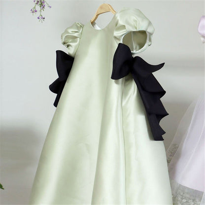 AERBA DRESS Wedding Flower Girl Dress Cute With Bow Little Baby Girl Beauty Pageant Party Dress Toddler Kids Birthday Christening Gowns