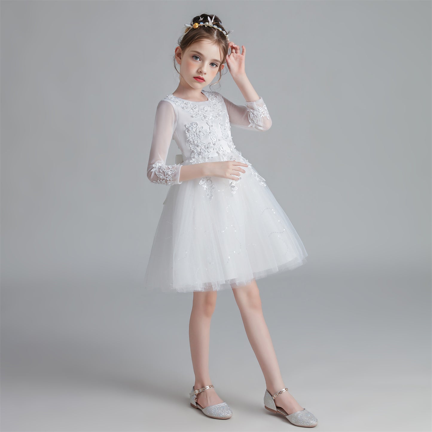 Wedding Flower Girl Dress Lace Tulle Dress Wedding Girl Ceremony Party Birthday Gown Princess Dress