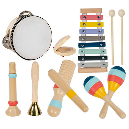 Aerba Children's Toys Wooden Instrument Percussion Early Education Music Set Hand Percussion Instrument Wooden Toys For Toddler Boys Early Learning