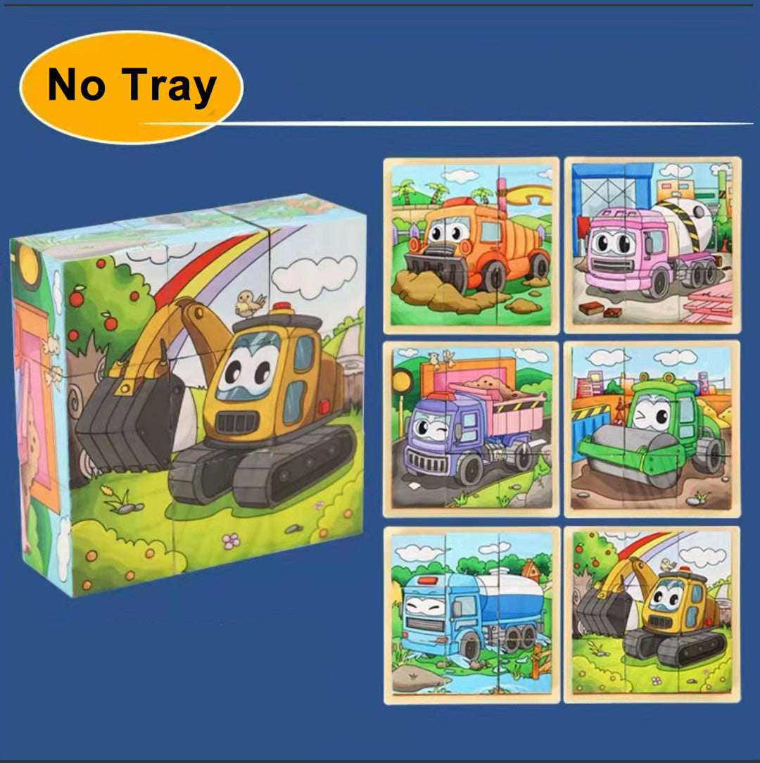 Aerba Children's Toys 3D cube Wooden puzzle children's nine pieces six-sided wooden block tray children's Montessori learning educational puzzle toys