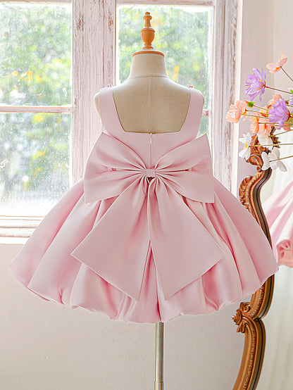 AERBA DRESS Wedding Flower Girl Dress Big Bow Tutu Party Dress for Girls Elegant Birthday Baptism Princess Dress Kids Wedding Bridesmaid Evening Prom Gown Princess Dress