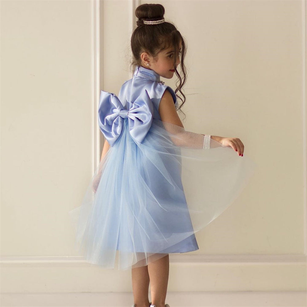 AERBA DRESS Wedding Flower Girl Dress Puffy Baby Knee Length With Bow Kids Birthday Party First Communion Ball Gown
