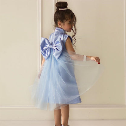 AERBA DRESS Wedding Flower Girl Dress Puffy Baby Knee Length With Bow Kids Birthday Party First Communion Ball Gown