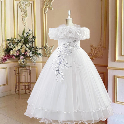 AERBA DRESS Wedding Flower Girl Dress Formal Gown Party Prom Dance Performance Elegant Fancy Princess Dress