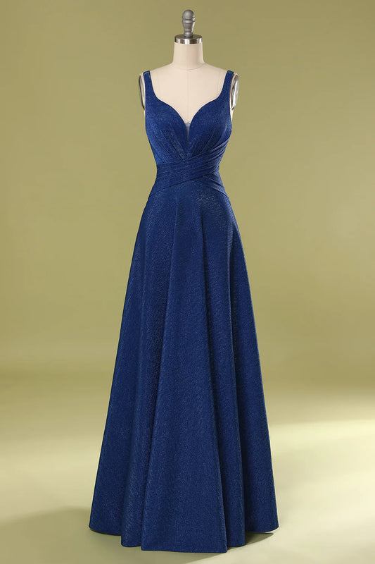 AerbaDress Glitter Royal Blue Long Prom Dress