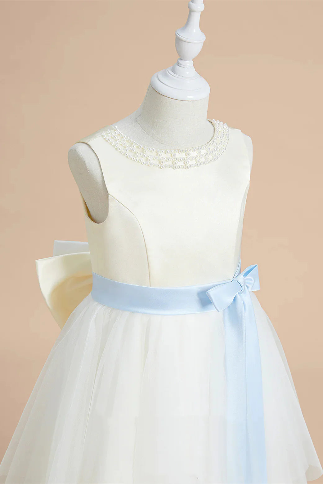 Wedding Flower Girl Dress A-Line Cute Beaded Crew Neck Tiered Tulle Elegant Girl Communion Formal Dress Princess Dress