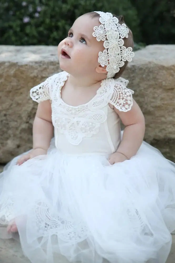 Wedding Flower Girl Dress A Line Round Neck Cute with Patched Lace Toddler Girl Communion Formal Dress Princess Dress