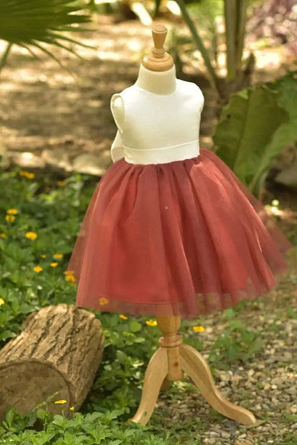 Wedding Flower Girl Dress A Line Round Neck Sleeveless Cute with Bow Girl Communion Formal Dress Princess Dress