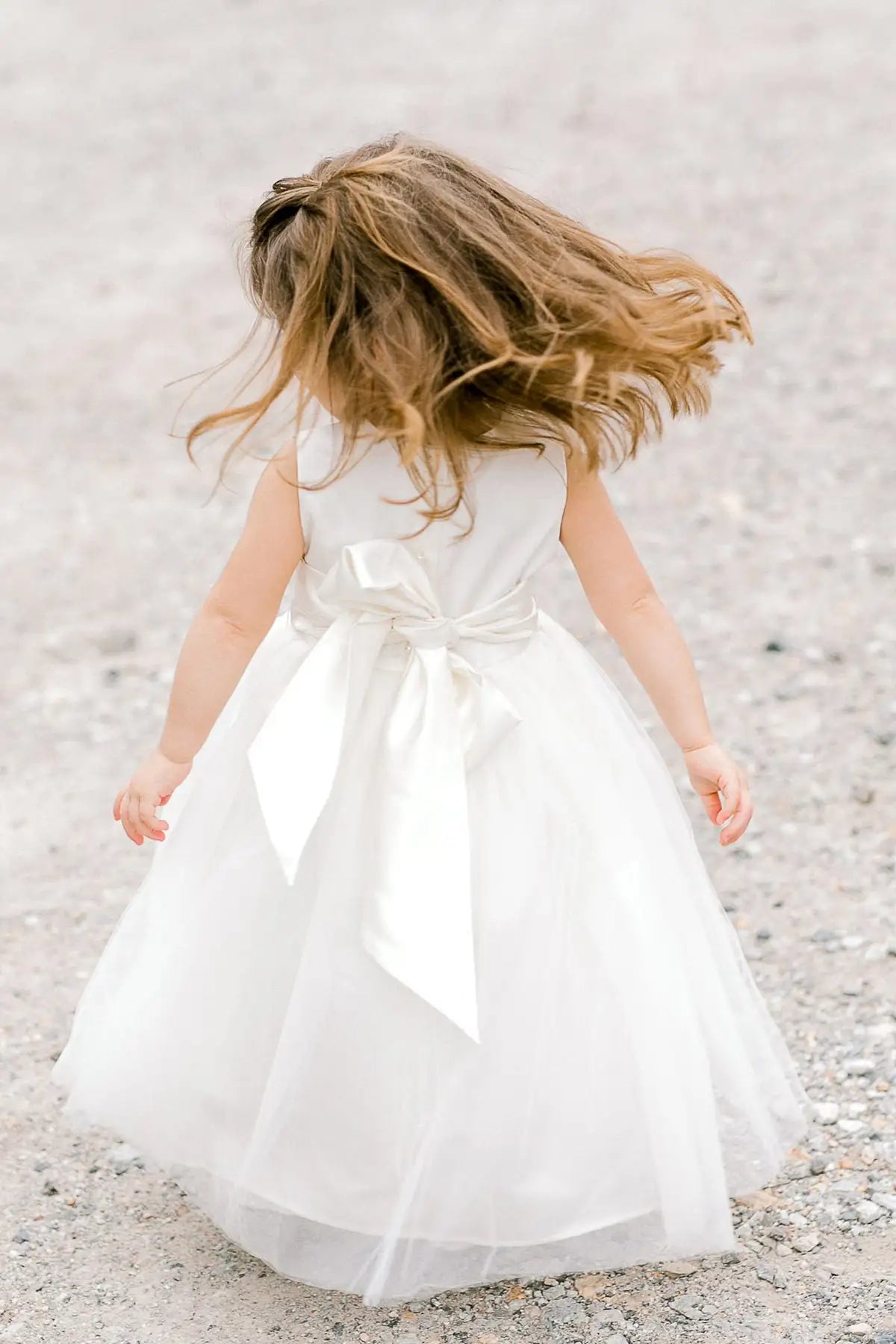 Wedding Flower Girl Dress A Line Round Neck Sleeveless with Bow Cute Toddler Girl Communion Formal Dress Princess Dress