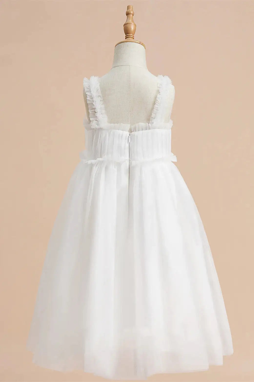 Wedding Flower Girl Dress Elegant A Line Square Neck Ruffles Pleated Cute Girl Communion Formal Dress Princess Dress