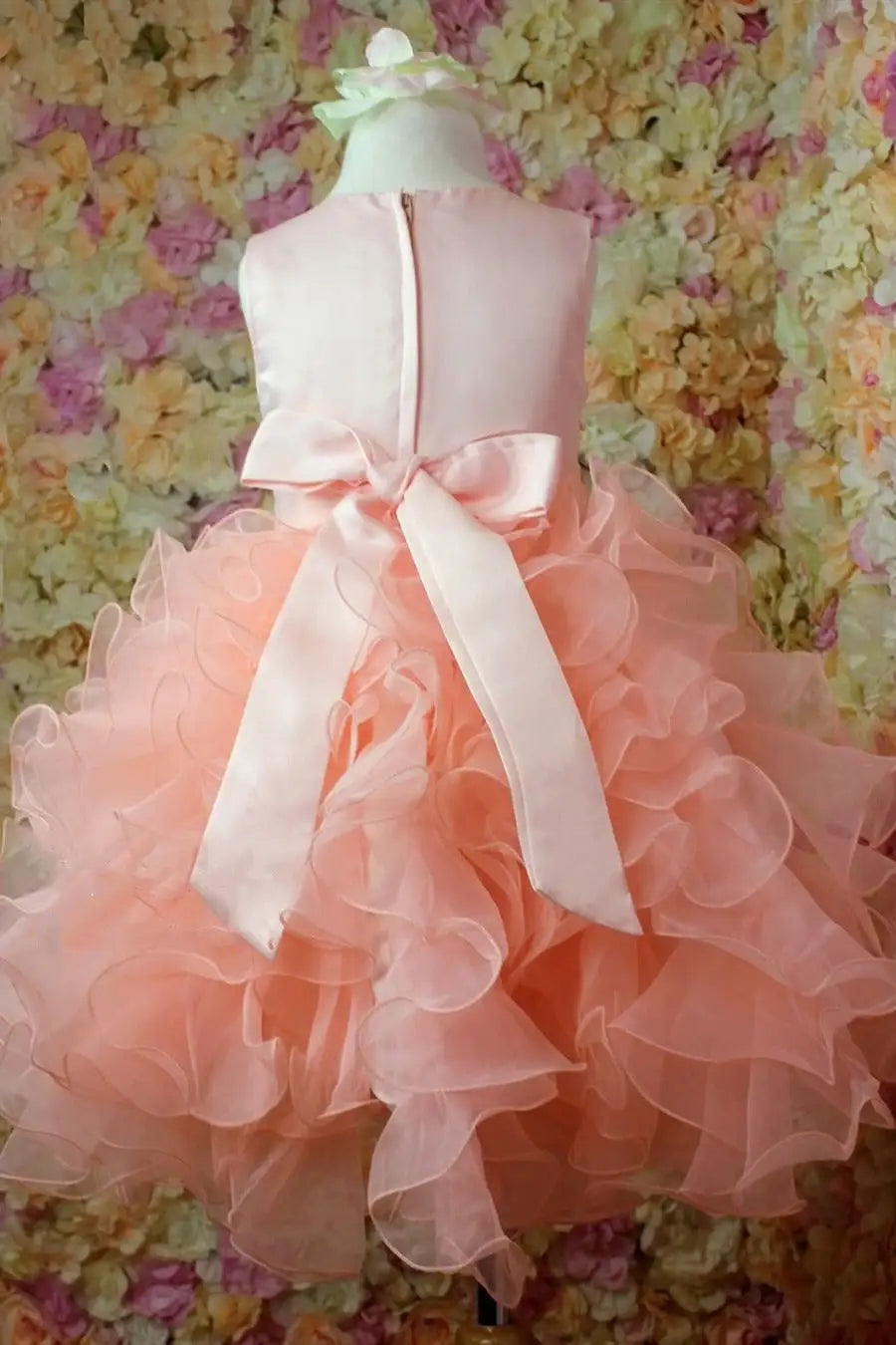 Wedding Flower Girl Dress Round Neck Sleeveless Layering Ruched 3D Flower Fashion Girl Communion Formal Dress Princess Dress