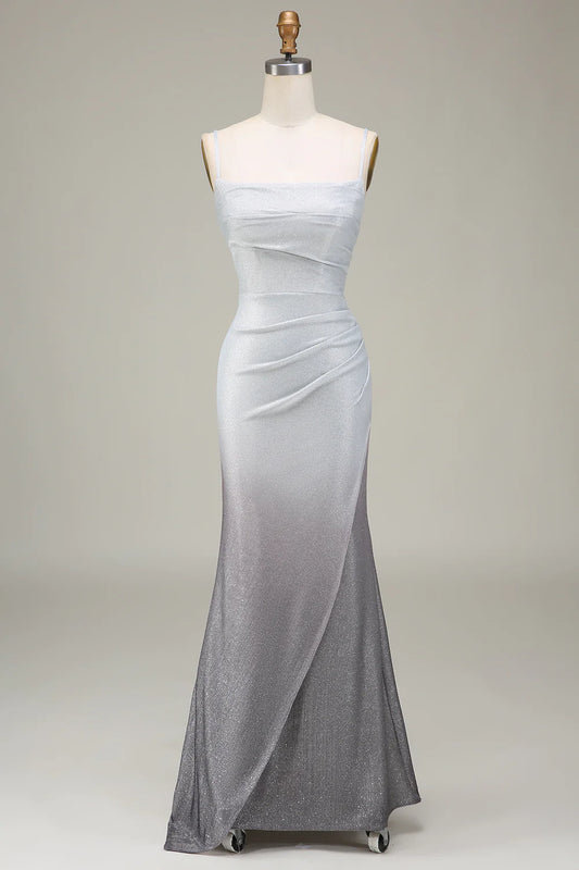 AerbaDress  Grey Mermiad Sparkly Prom Dress with Pleated
