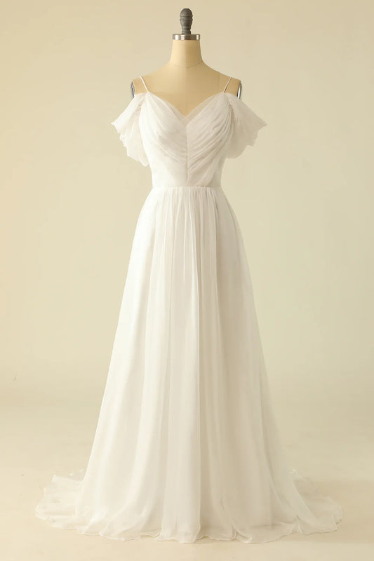 AerbaDress White Off the Shoulder Tulle Wedding Dress