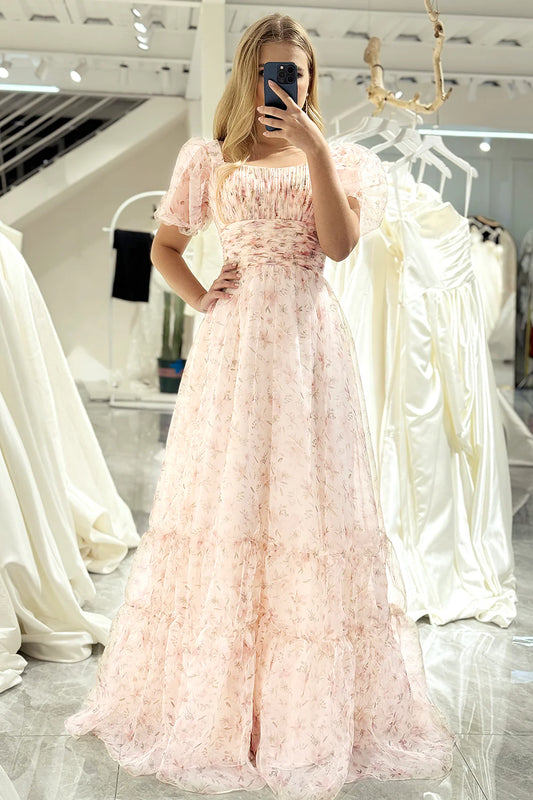 AerbaDress Prom Dress A Line Square Neck Pleated