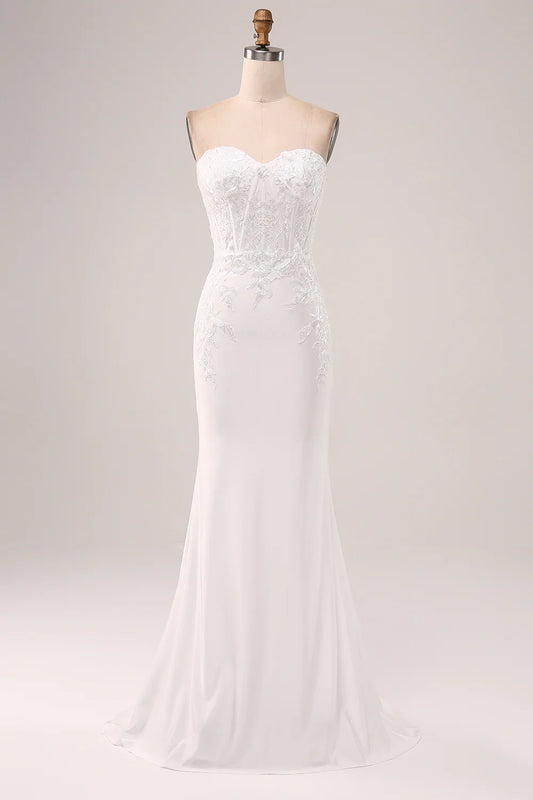 AerbaDress Ivory Strapless Mermaid Wedding Party Dress