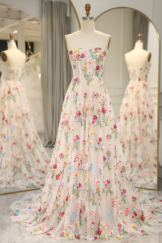 AerbaDress Prom Dress A-Line Sweetheart Long Corset Tulle