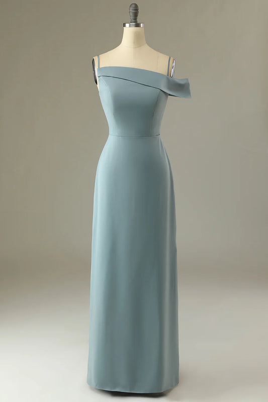 AerbaDress Blue Sheath Simple Prom Dress