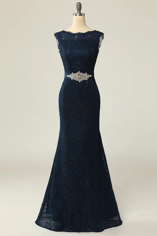 AerbaDress Navy Lace Sheath Mother Dress