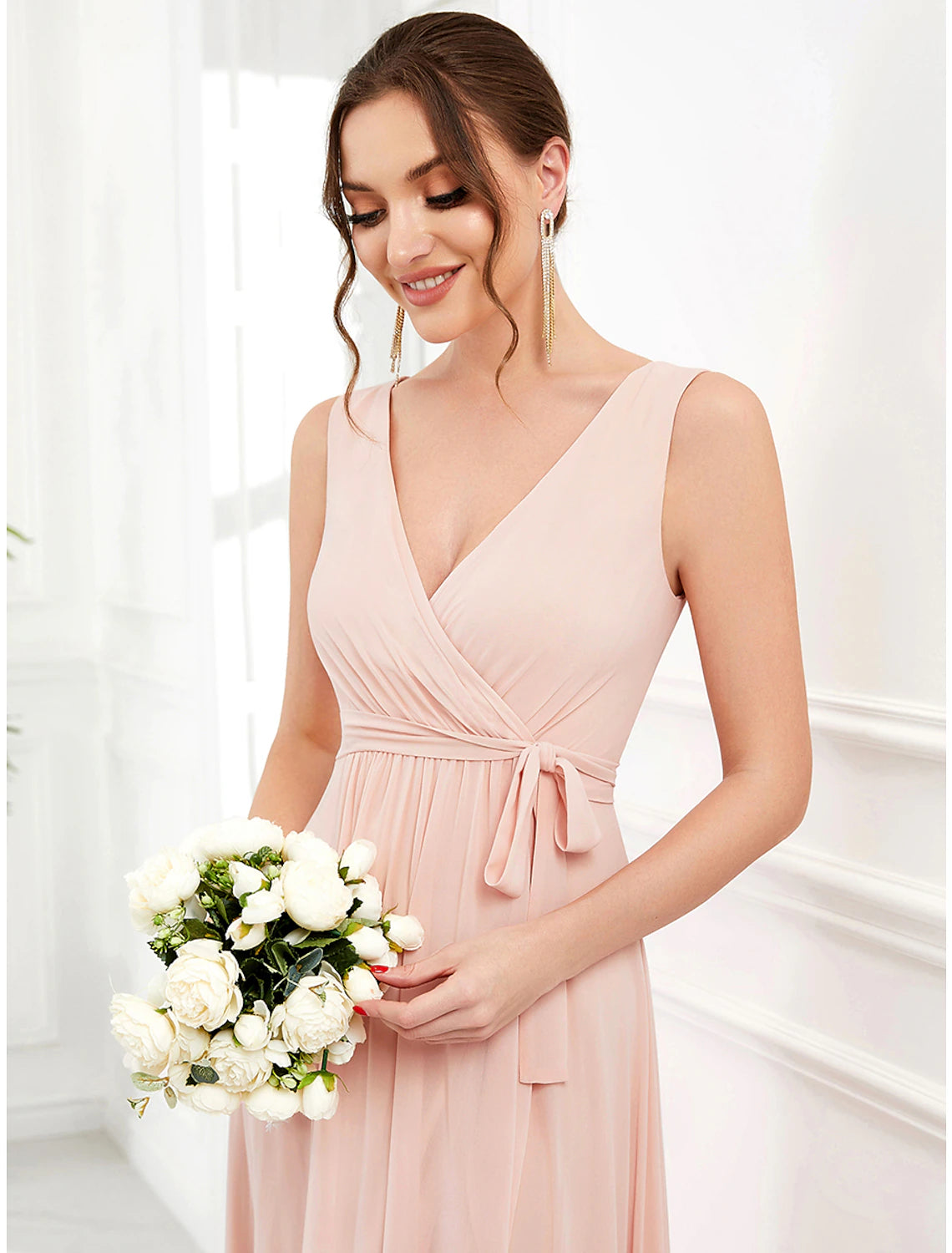 A-Line Wedding Guest Dresses Elegant Dress Party Wear Asymmetrical Sleeveless Spaghetti Strap Chiffon with Ruffles