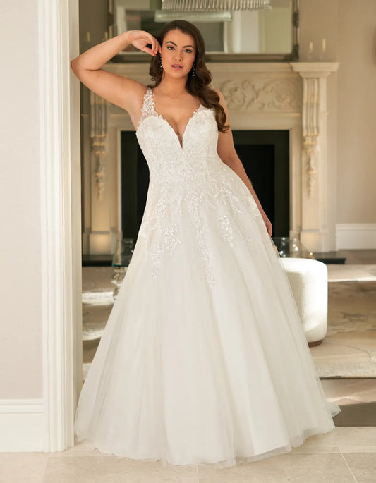 AerbaDress an understated slim a-line with lace illusion straps