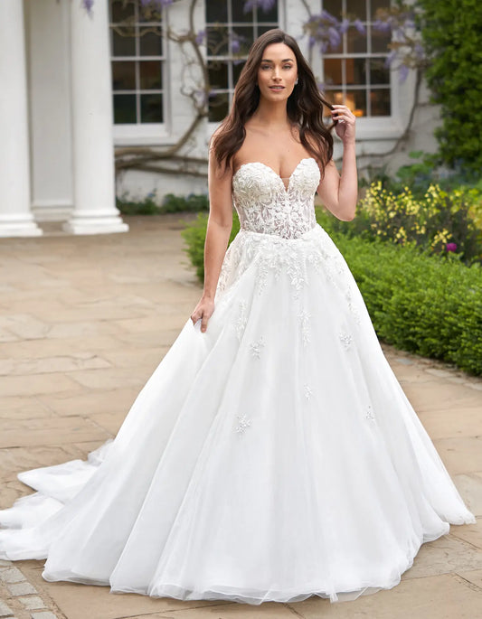 AerbaDress a strapless illusion bodice ballgown with full tulle skirt